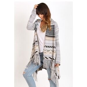 Goddis Womens M/L Fringes Open Thick Knit Cardigan Southwest Boho Western Hippie